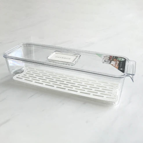 Organizador de nevera con escurridor beige 34x11cm