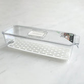 Organizador de nevera con escurridor beige 34x11cm