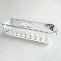 Organizador de nevera con escurridor beige 34x11cm