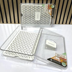 Organizador de nevera con escurridor beige 32x21cm