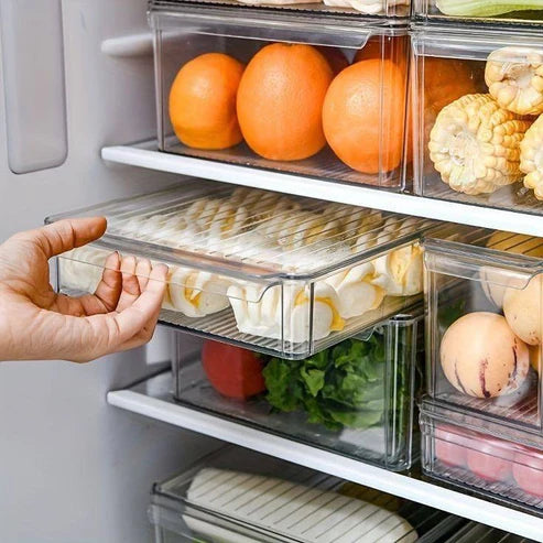 Organizador de nevera con escurridor beige 32x21cm