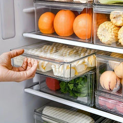 Organizador de nevera con escurridor beige 32x21cm