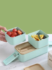 Lonchera rústica apilable tres niveles 1050ml Lala Home rosa beige verde