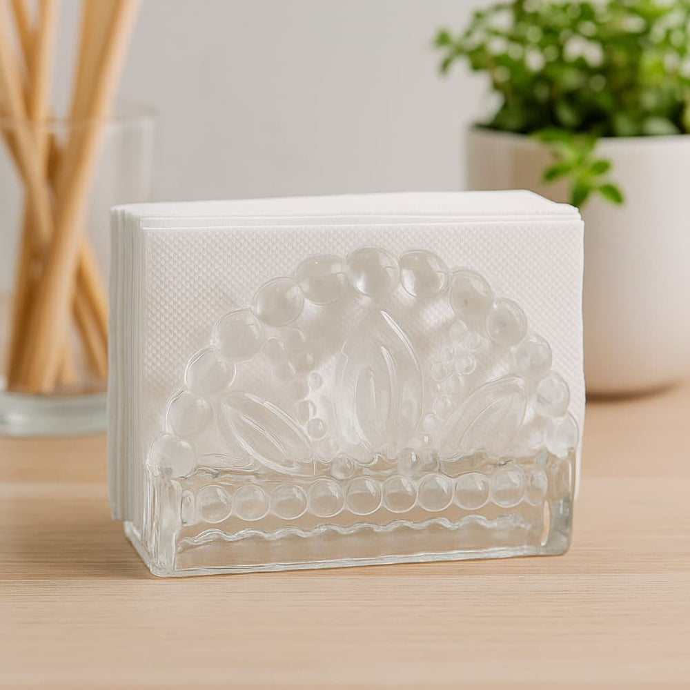 Servilletero de vidrio con diseño de hojas 9x12 cm – Lala Home Colombia