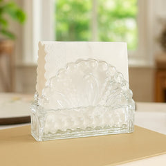 Detalle en relieve de hojas en servilletero de vidrio – Lala Home