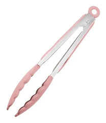 Utensilio de cocina pinza de silicona rosada 28 cm