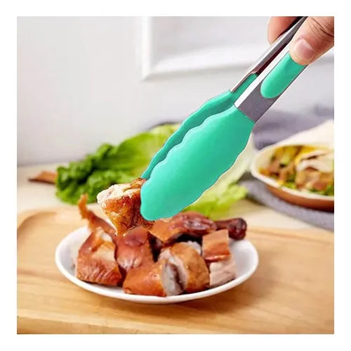 Pinza multiusos de silicona 28 cm color verde