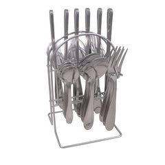 Juego de cubiertos 24 piezas acero inoxidable con soporte metálico ref JA190718
