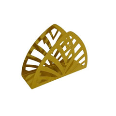 Porta servilletas metálico dorado con diseño decorativo