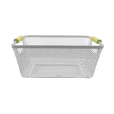 Canasta Metálica 20x31x14cm Con Mango En Bambú