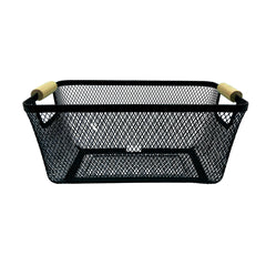 Canasta Metálica 20x31x14cm Con Mango En Bambú