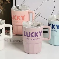 Mug Cerámica Diseño Lucky con Pitillo | Lala Home Colombia