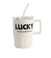 Mug Cerámica Diseño Lucky con Pitillo | Lala Home Colombia