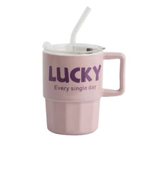 Mug Cerámica Diseño Lucky con Pitillo | Lala Home Colombia
