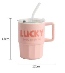 Mug Cerámica Diseño Lucky con Pitillo | Lala Home Colombia