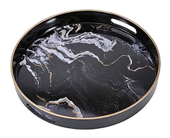 Bandeja Decorativa Redonda Mármol Negra 36 cm | Lala Home Colombia