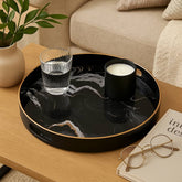 Bandeja Decorativa Redonda Mármol Negra 36 cm | Lala Home Colombia