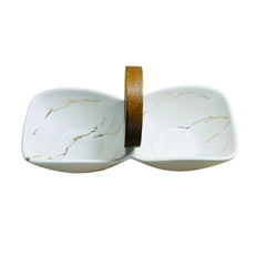 Salsero 2 Compartimientos Mármol Blanco 22x10x9 cm | Lala Home Colombia