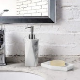 Set de baño 4 piezas efecto mármol blanco