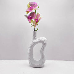 Florero En Cerámica Diseño Rustico 26cm Blanco