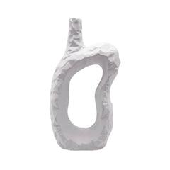 Florero En Cerámica Diseño Rustico 26cm Blanco