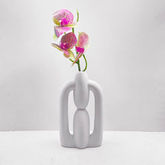 Florero En Cerámica Diseño Hidropónico 25cm Blanco