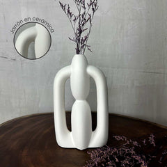 Florero En Cerámica Diseño Hidropónico 25cm Blanco