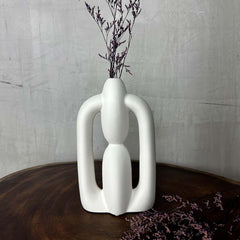 Florero En Cerámica Diseño Hidropónico 25cm Blanco