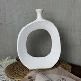 Florero En Cerámica Diseño Manzana 30cm Blanco