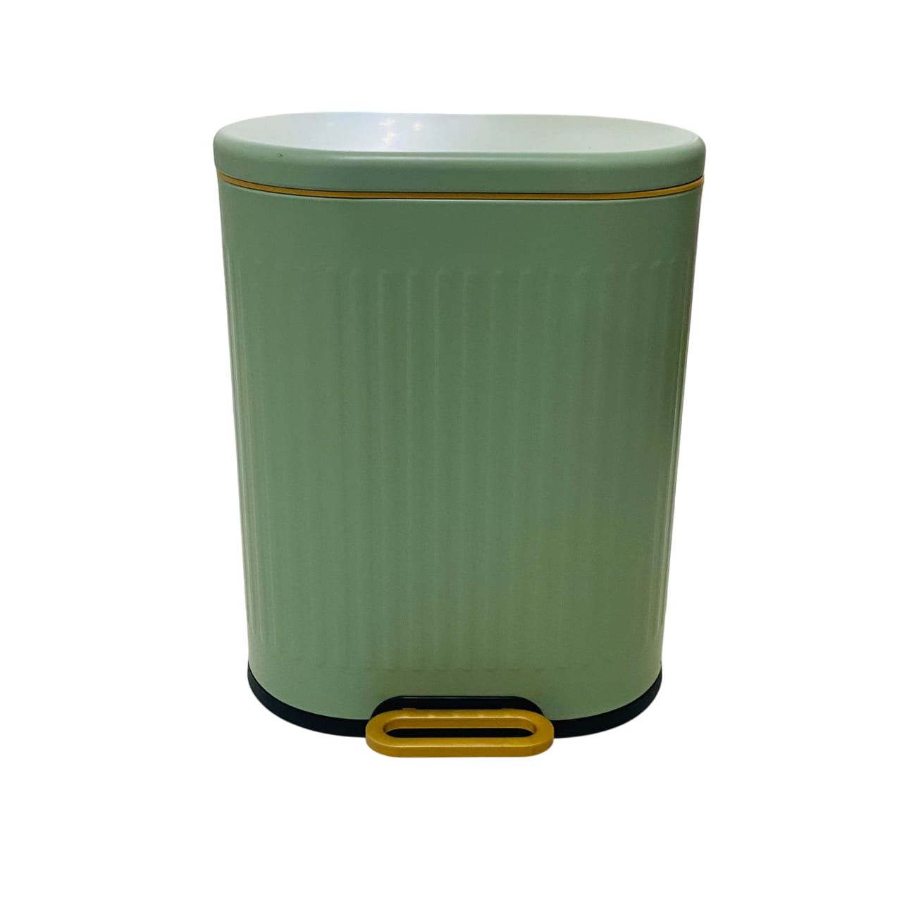 Papelera 8lt Pedal Dorado Con Verde Lima