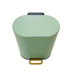 Papelera 8lt Pedal Dorado Con Verde Lima