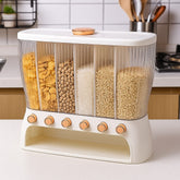 Dispensador de granos con 6 compartimientos y botones dorados Lala Home blanco