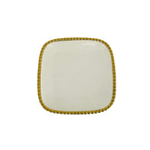 Bandeja Decorativa Cuadrado Con Borde En Perla Dorado 15x15cm