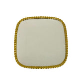 Bandeja Decorativa Cuadrada Con Borde Perlas Doradas 20x20cm