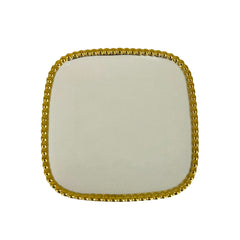 Bandeja Decorativa Cuadrada Con Borde Perlas Doradas 20x20cm