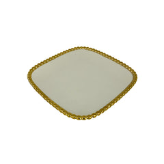 Bandeja Decorativa Cuadrada Con Borde Perlas Doradas 20x20cm