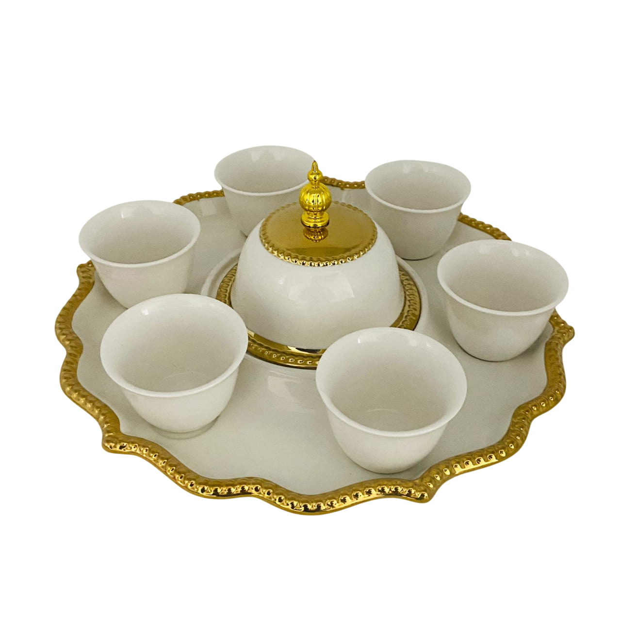 Set Te x8 Blanco Con Dorado