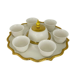 Set Te x8 Blanco Con Dorado