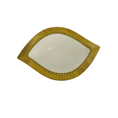 Bandeja Decorativa Forma De Hoja Dorado 14x20cm