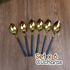 Set 6 Cucharas Doradas Elegantes