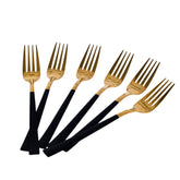 Set De Tenedores x6 Unidades Dorados Mango Negro