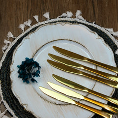 Set x6 Cuchillos Acero inoxidable Doradas