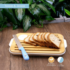 Tabla Para Tajar Pan Y Queso Con Recipiente Tessie & Jessie