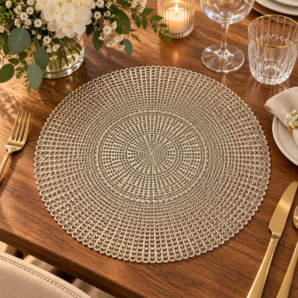 Individual para mesa redondo 38 cm en PVC con diseño radial de corazones