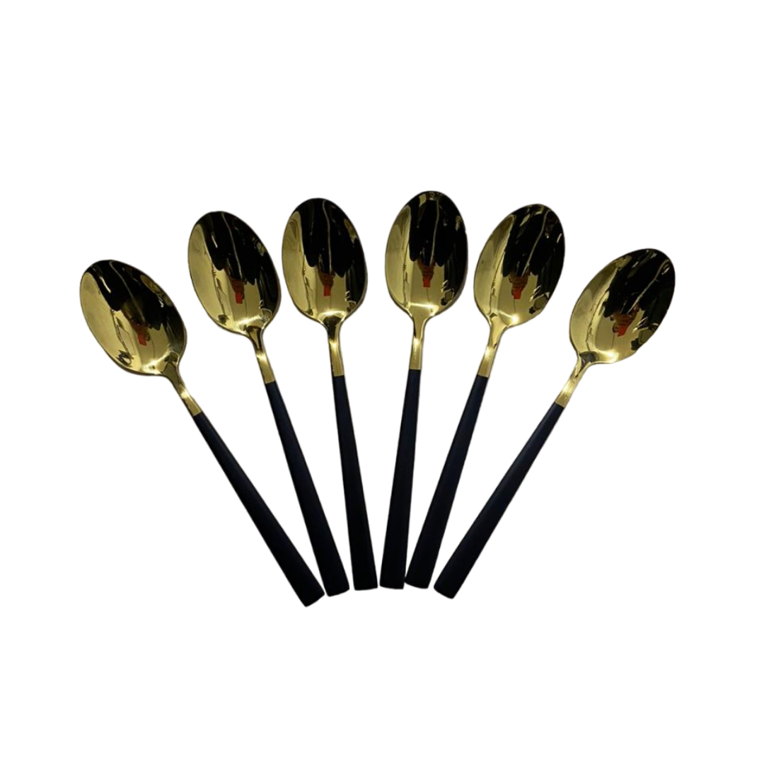 Set Cuchara x6 Madrid Dorado Con Negro