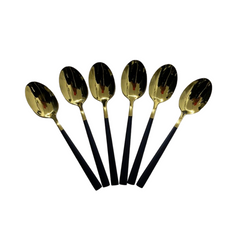 Set Cuchara x6 Madrid Dorado Con Negro