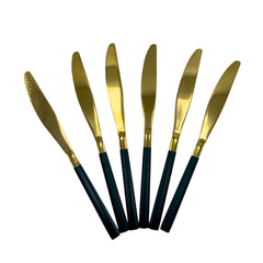 Set x6 Cuchillo Madrid Negro Con Dorado