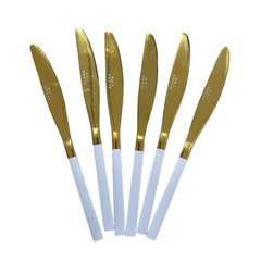 Set Cuchillo x6 London Dorado Con Blanco