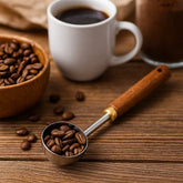 Cuchara dosificadora 15 ml acero con mango de madera