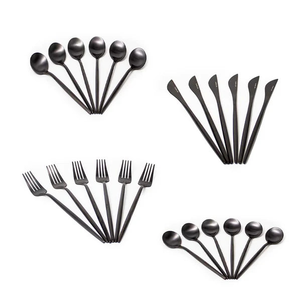 Set de cubiertos Sao Pablo x 24 piezas en acero inoxidable negro